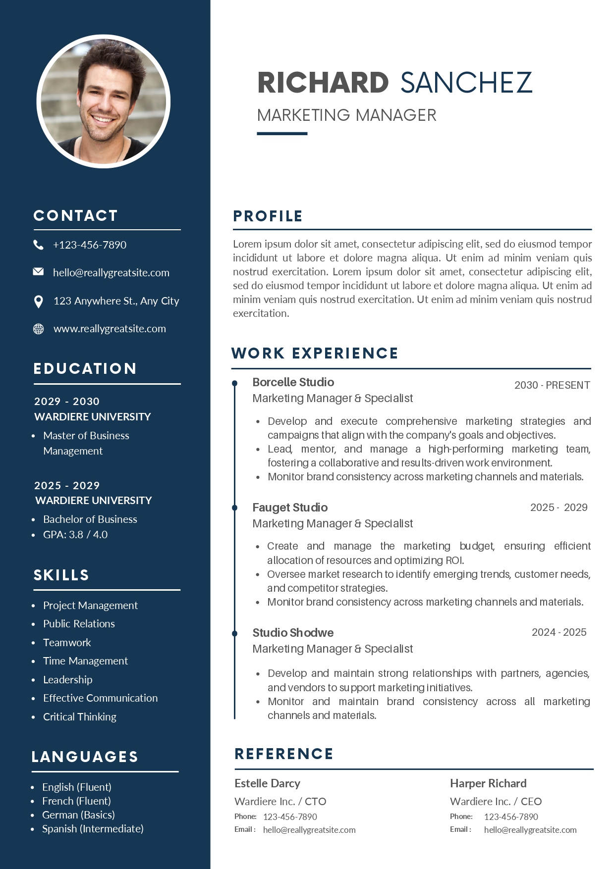 Marketing Manager - Richard Sanchez Resume Example Preview